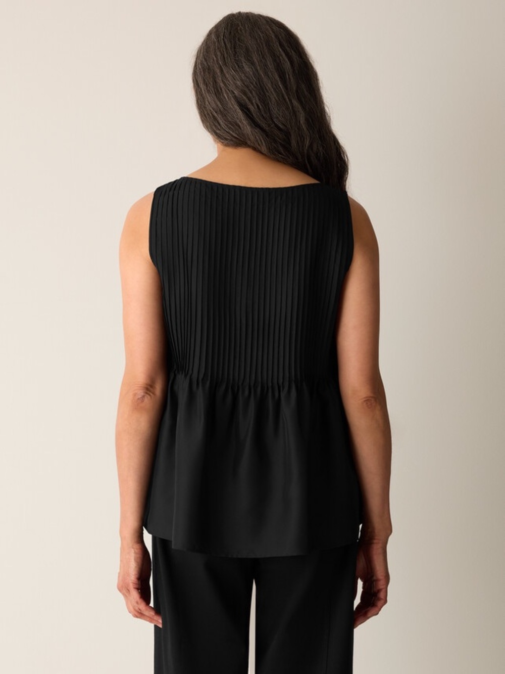 NWT EILEEN FISHER Pleated Silk Bateau Neck XS 100% silk current season $238 - Picture 4 of 9